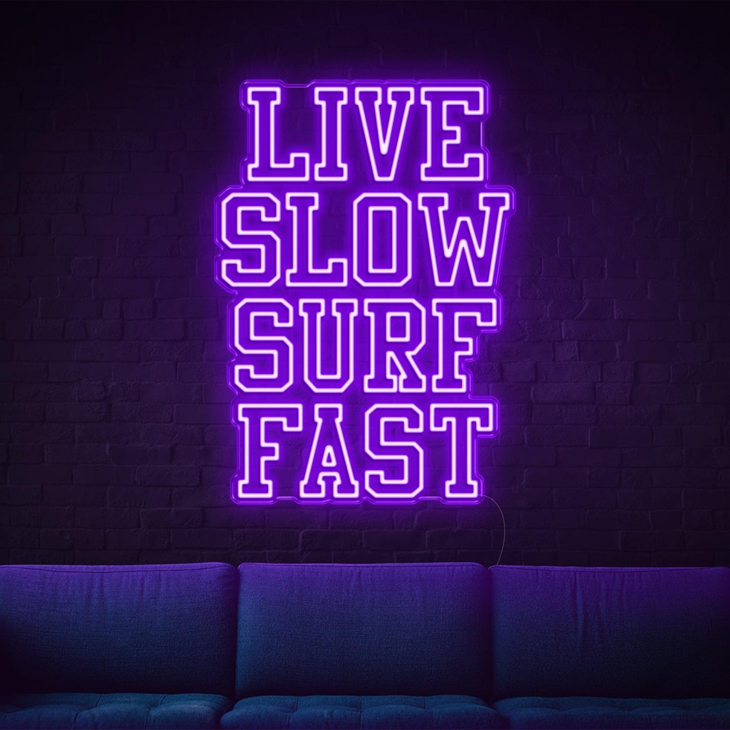 Live Slow Surf Fast Teal Led Neon Sign For Indoor Wall Decor | Shineneon