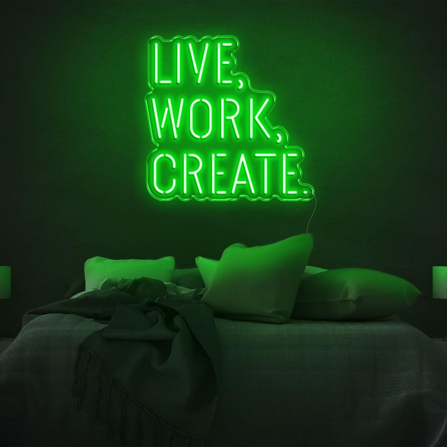 Live Work Create Warm Yellow Led Neon Sign For Bedroom Decor | Shineneon
