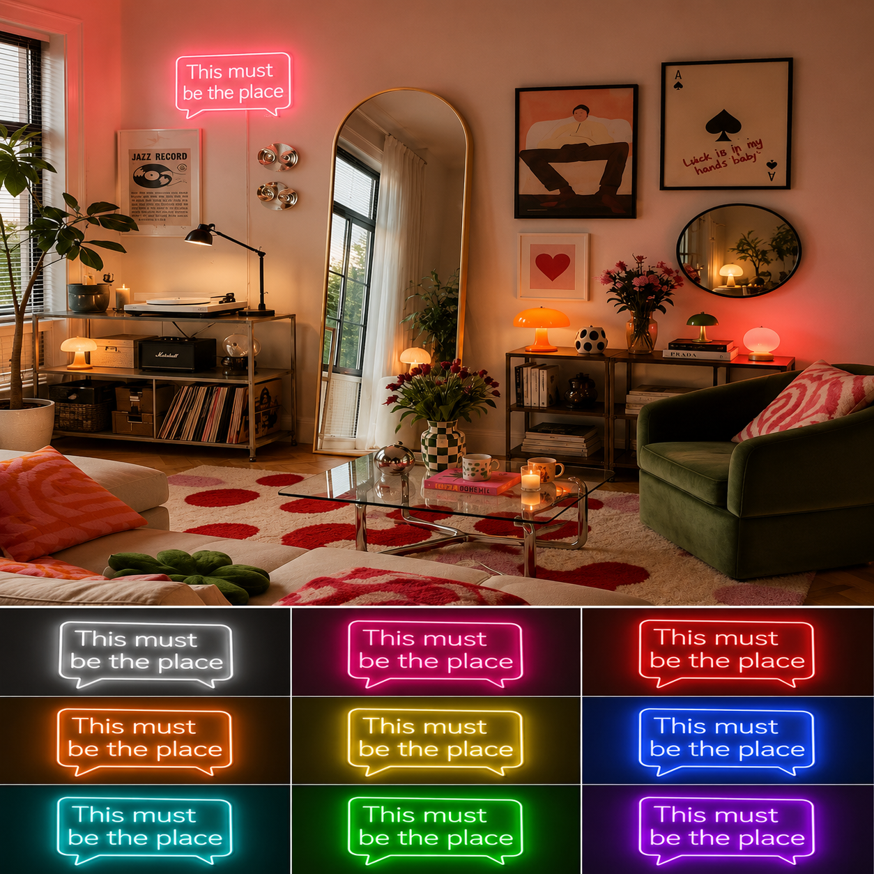 Living Room Wall Decor Modern LED Neon Sign color grid