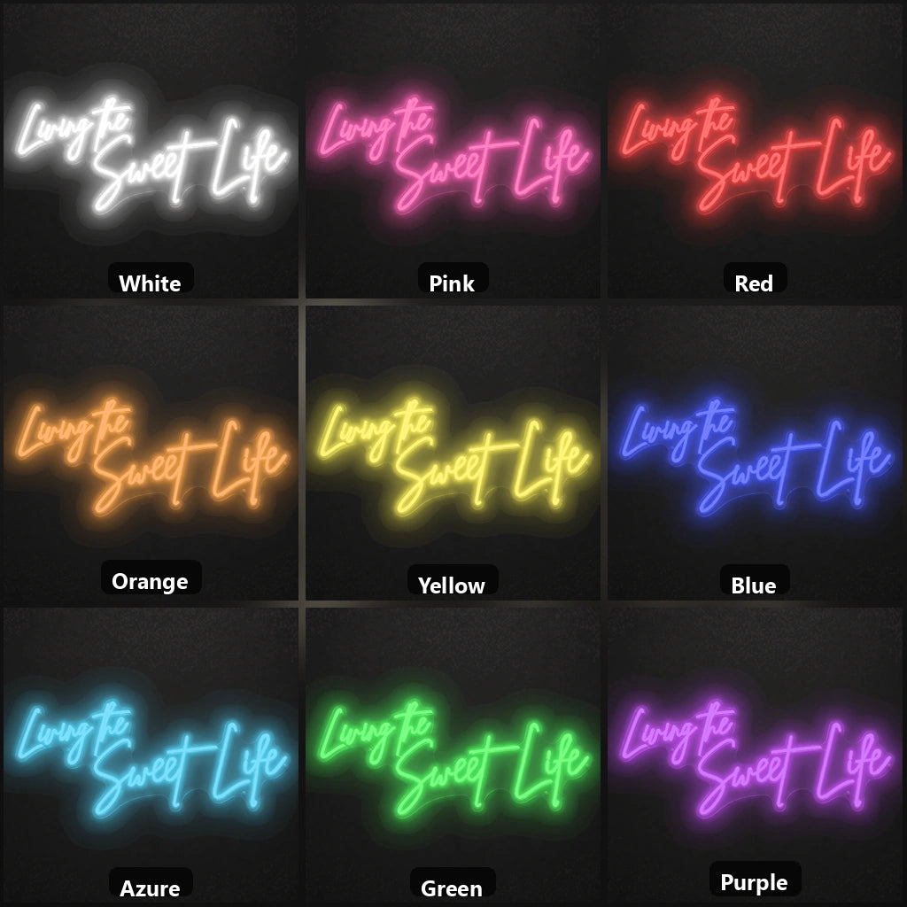 Living The Sweet Life LED Neon Sign Home Garage Wall Decoration color grid