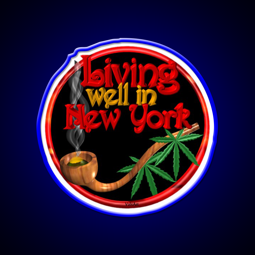 Living Well In New York W Cannabis Hemp Inspired Green Leaf Led Neon Sign Rgb Color