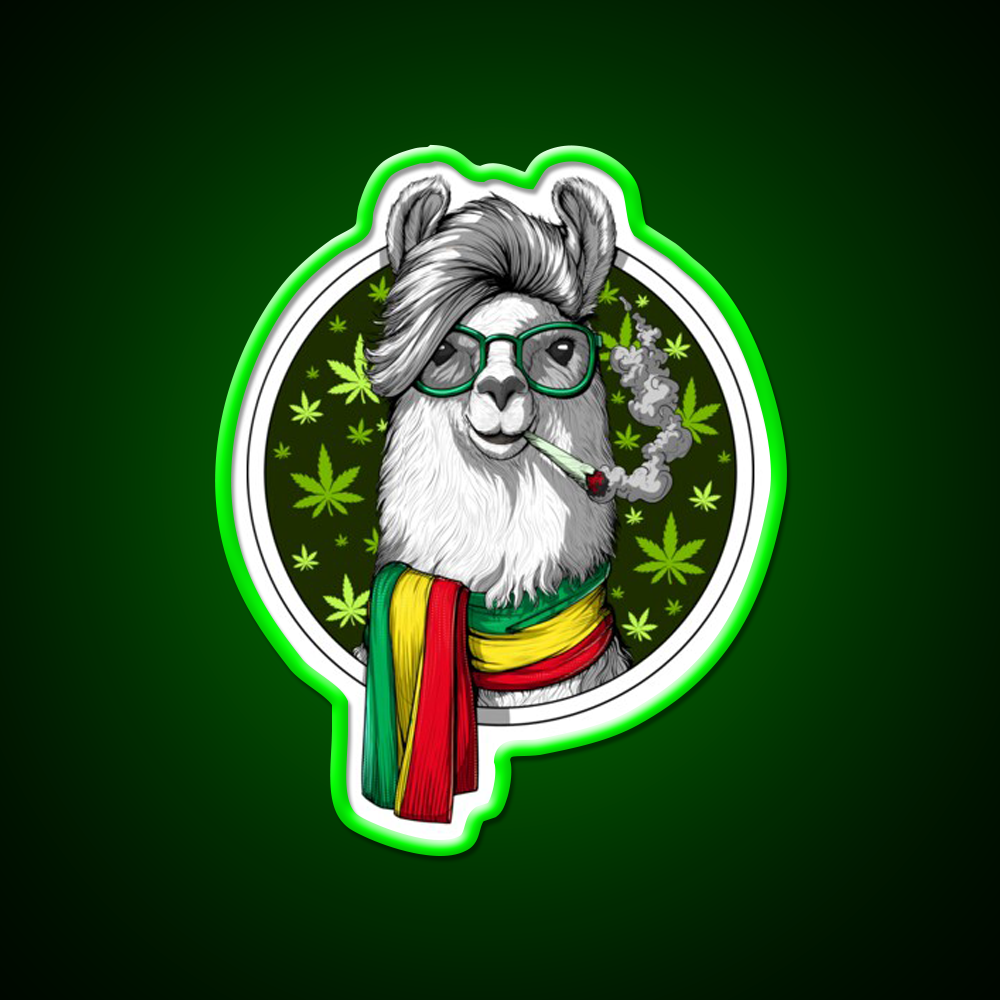 Llama Stoner Weed Hemp Inspired Green Leaf Led Neon Sign Rgb Color - LED neon sign view 8