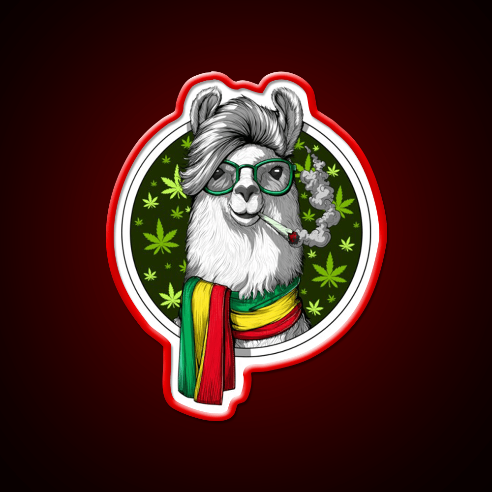 Llama Stoner Weed Hemp Inspired Green Leaf Led Neon Sign Rgb Color - Shineneon