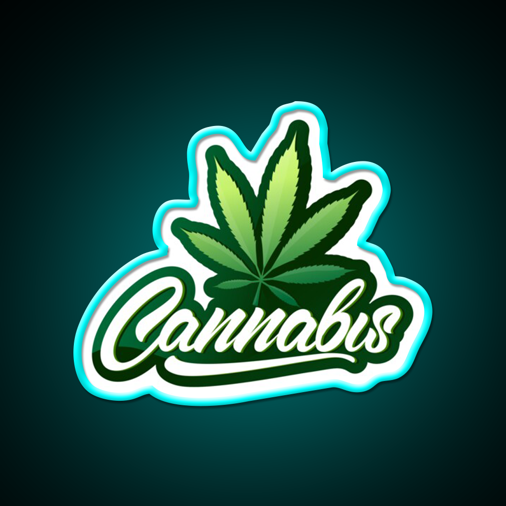 Logo 2 Hemp Inspired Green Leaf Led Neon Sign Rgb Color - Size and dimension reference