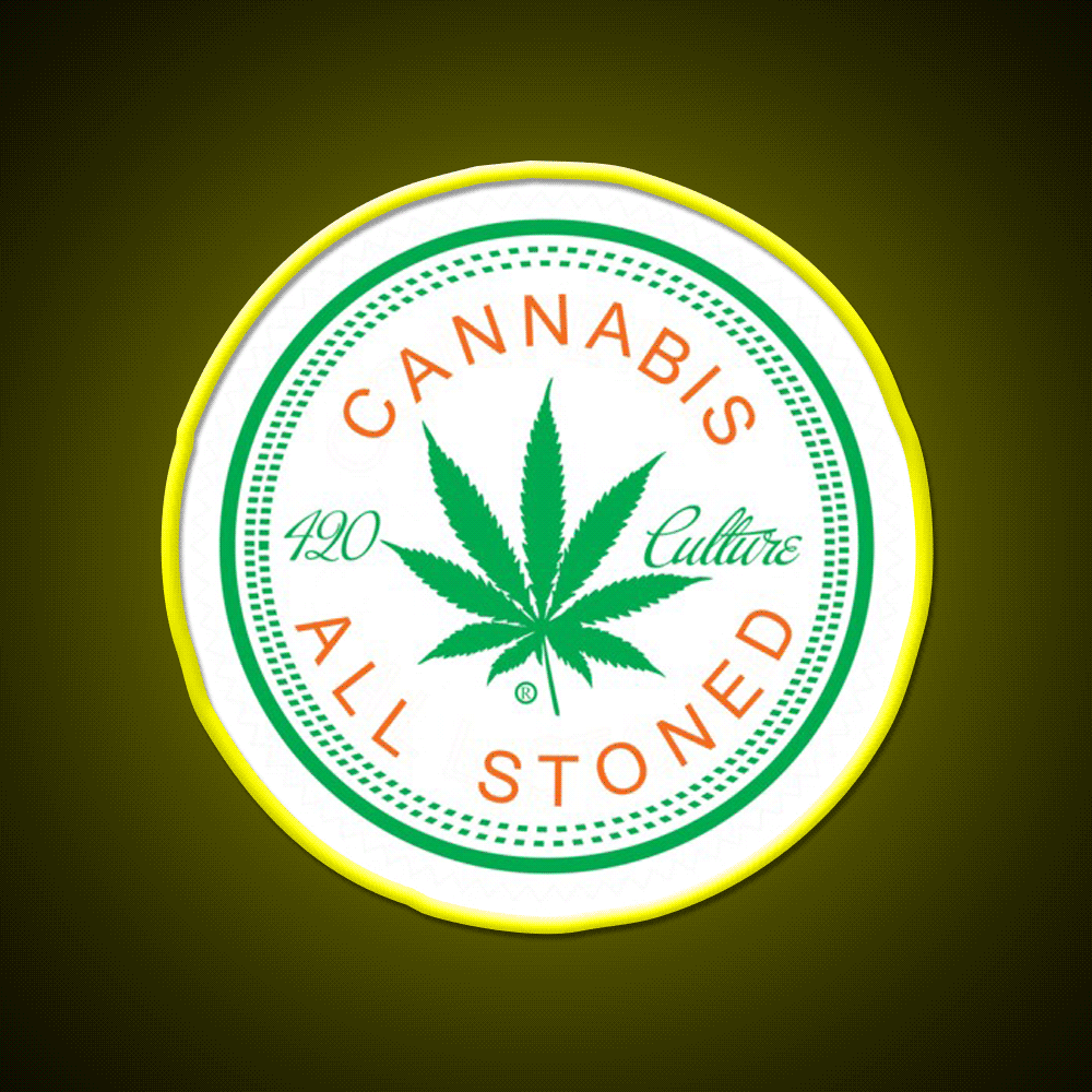 Logorythm Hemp Inspired Green Leaf Led Neon Sign Rgb Color - Custom LED neon sign front view