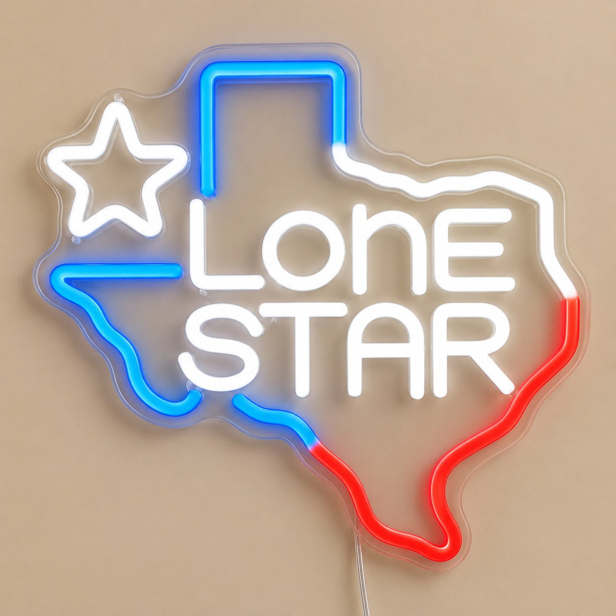 Lone Star Text Texas Outline Garage LED Neon Sign - Shineneon
