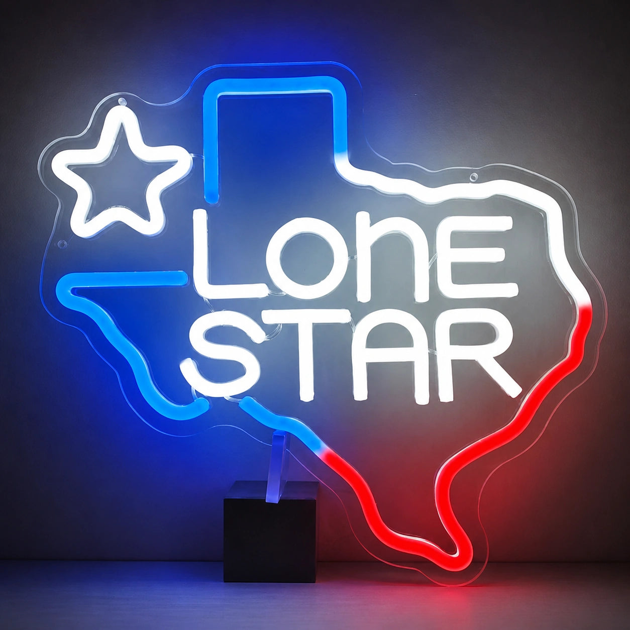Lone Star Text Texas Outline Garage Neon Sign Vintage LED Neon Sign main product image