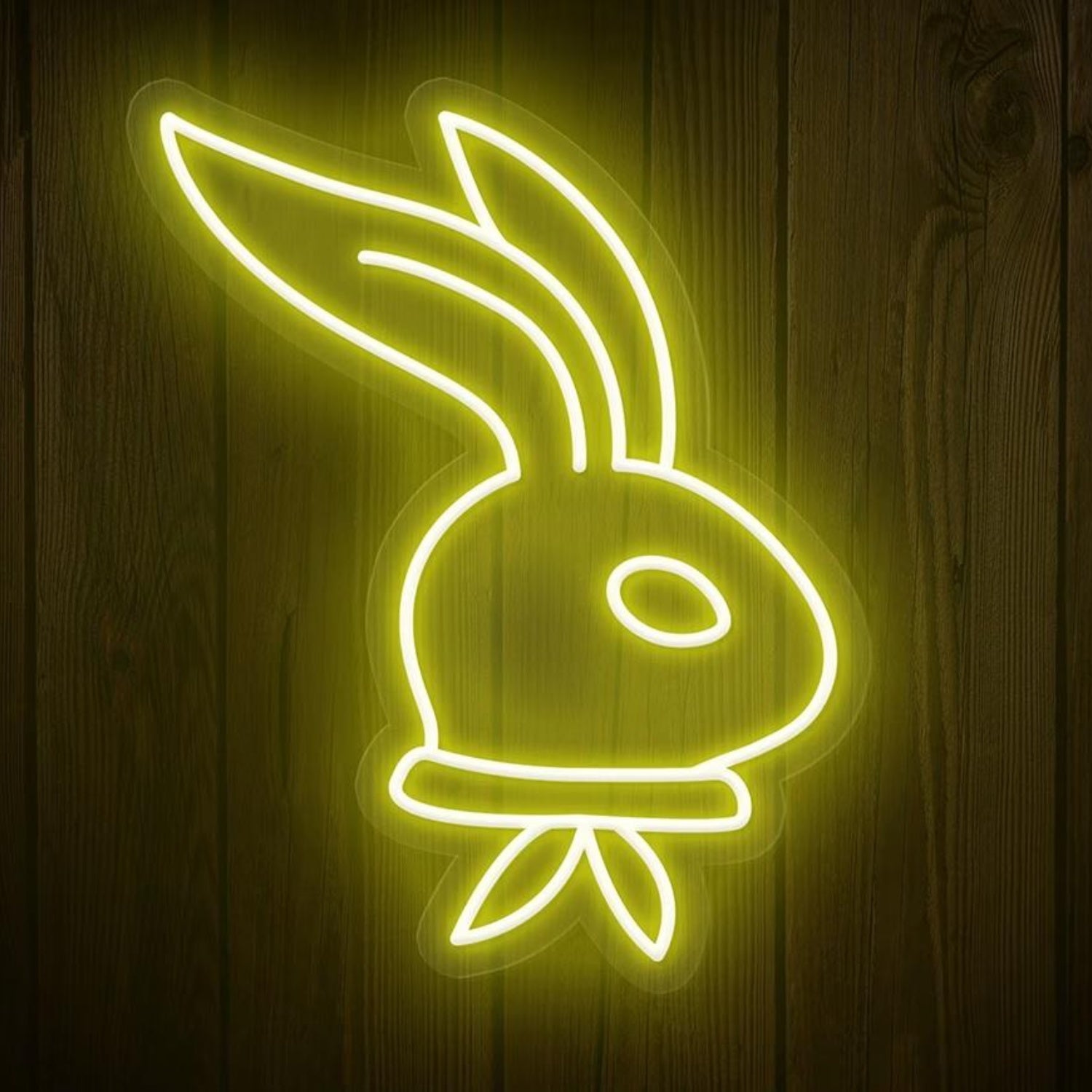 Long-Ear Bunny Bright Yellow LED Neon Sign for Easter Indoor Theme Decor | Shineneon
