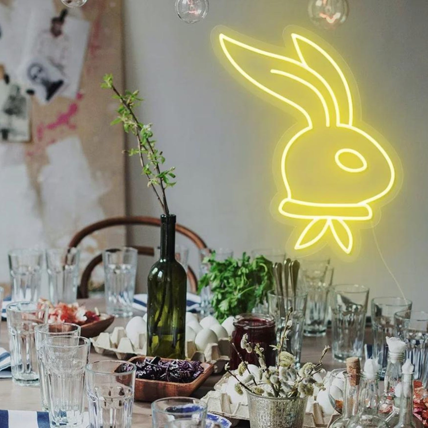 Long-Ear Bunny Bright Yellow LED Neon Sign for Easter Indoor Theme Decor | Shineneon