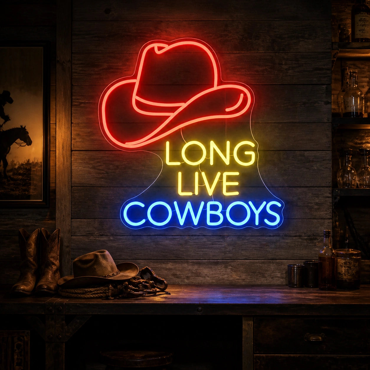 Long Live Cowboys Hat Vintage LED Neon Sign high-converting product image