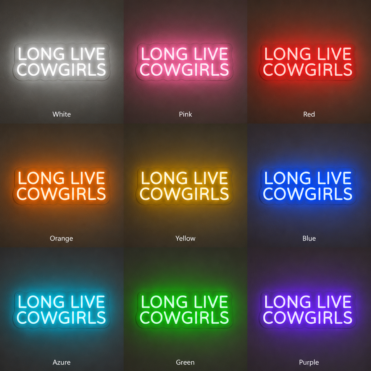 Long Live Cowgirls Hangs Wall Decor LED Neon Sign - 05 Color Grid