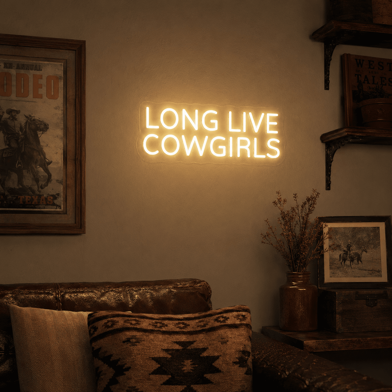 Long Live Cowgirls Hangs Wall Decor LED Neon Sign - Shineneon