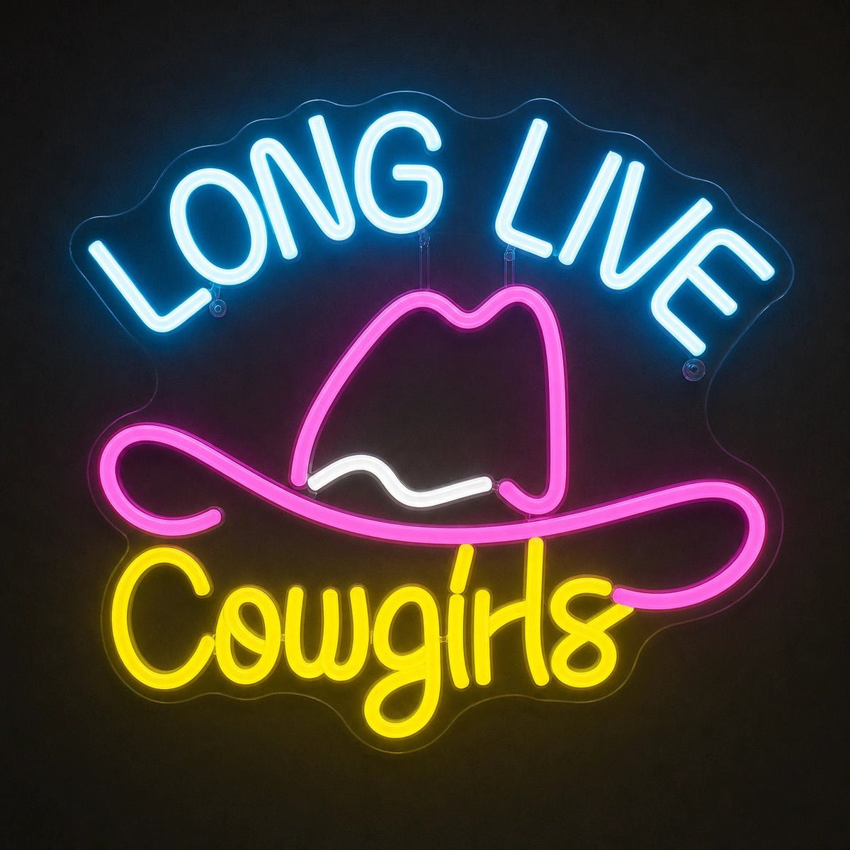 Long Live Cowgirls With Cowboy Hat LED Neon Sign - Shineneon