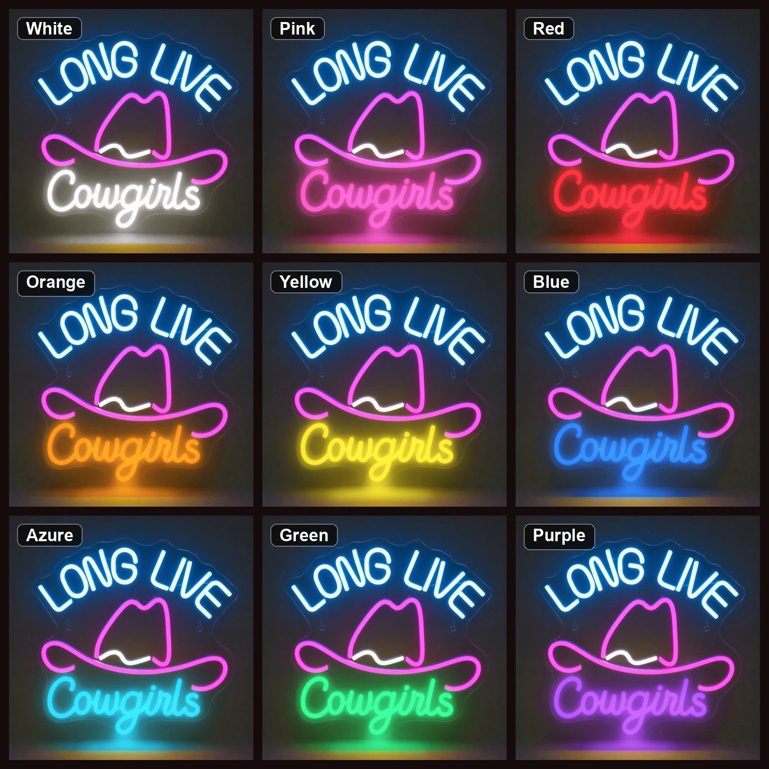 Long Live Cowgirls With Cowboy Hat LED Neon Sign Man Cave Neon Sign - Shineneon