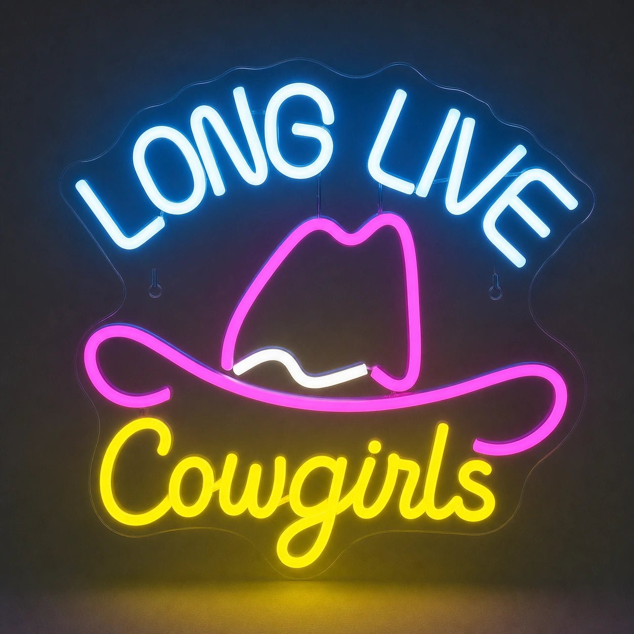 Long Live Cowgirls With Cowboy Hat LED Neon Sign Man Cave Neon Sign - Shineneon