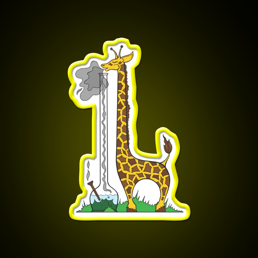Long Long Giraffe Bong Hemp Inspired Green Leaf Led Neon Sign Rgb Color - LED neon sign view 7