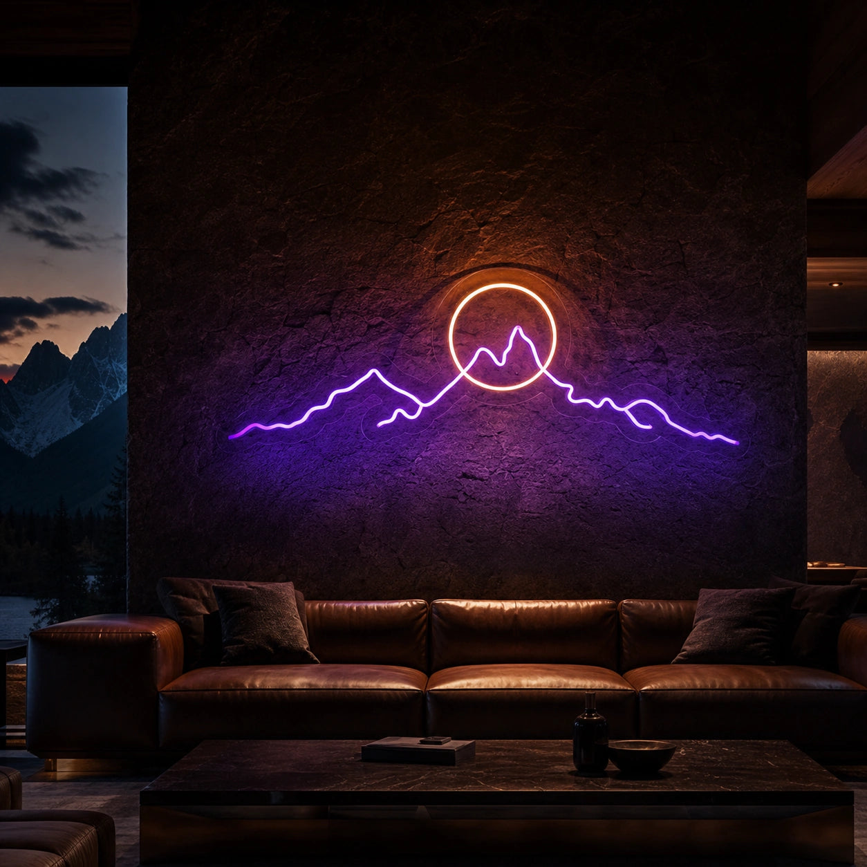 Long Mountain Ridge And Sun Man Cave LED Neon Sign Home Garage Wall Decoration high-converting product image
