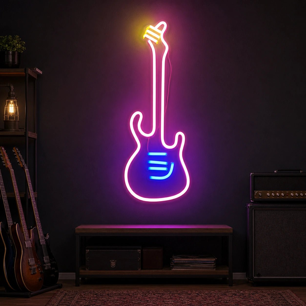 Long Neck Electric Guitar LED Neon Sign Garage Neon Sign - Shineneon