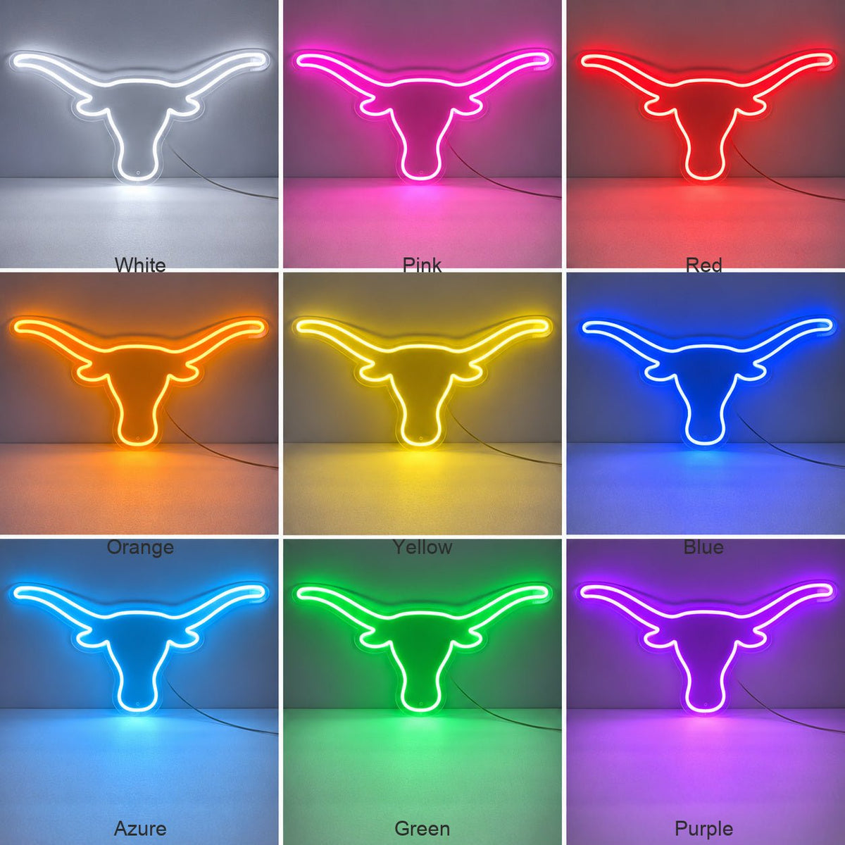 Longhorn Head Outline LED Neon Sign - Shineneon
