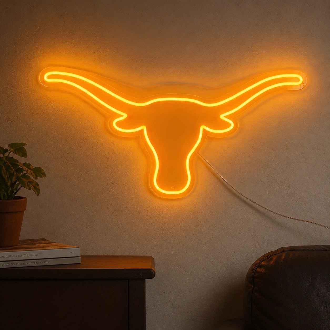 Longhorn Head Outline Vintage LED Neon Sign - Shineneon