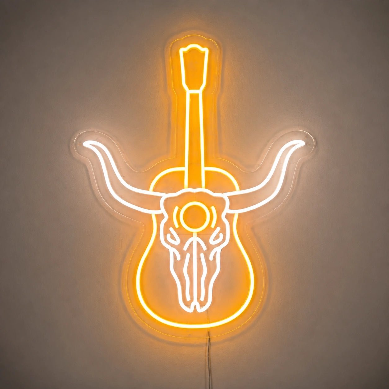 Longhorn Skull Acoustic Guitar Vintage LED Neon Sign - Shineneon