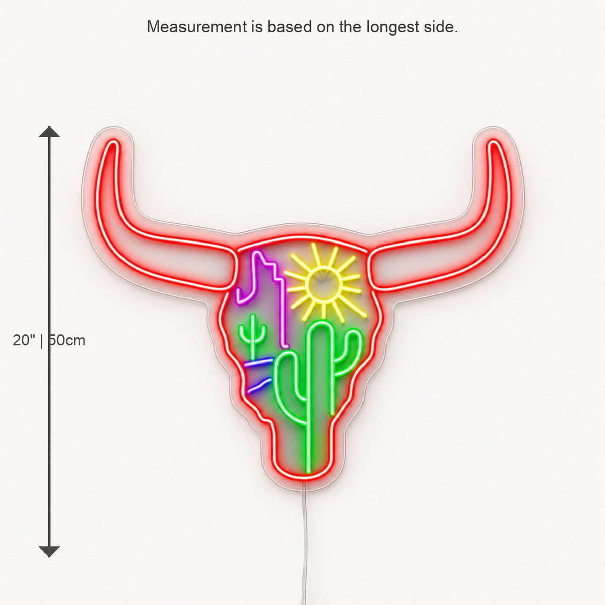 Longhorn Skull Cactus Desert LED Neon Sign - Shineneon