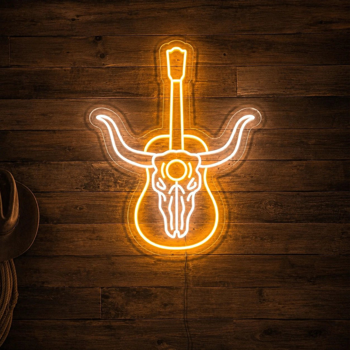 Longhorn Skull Guitar LED Neon Sign - Shineneon
