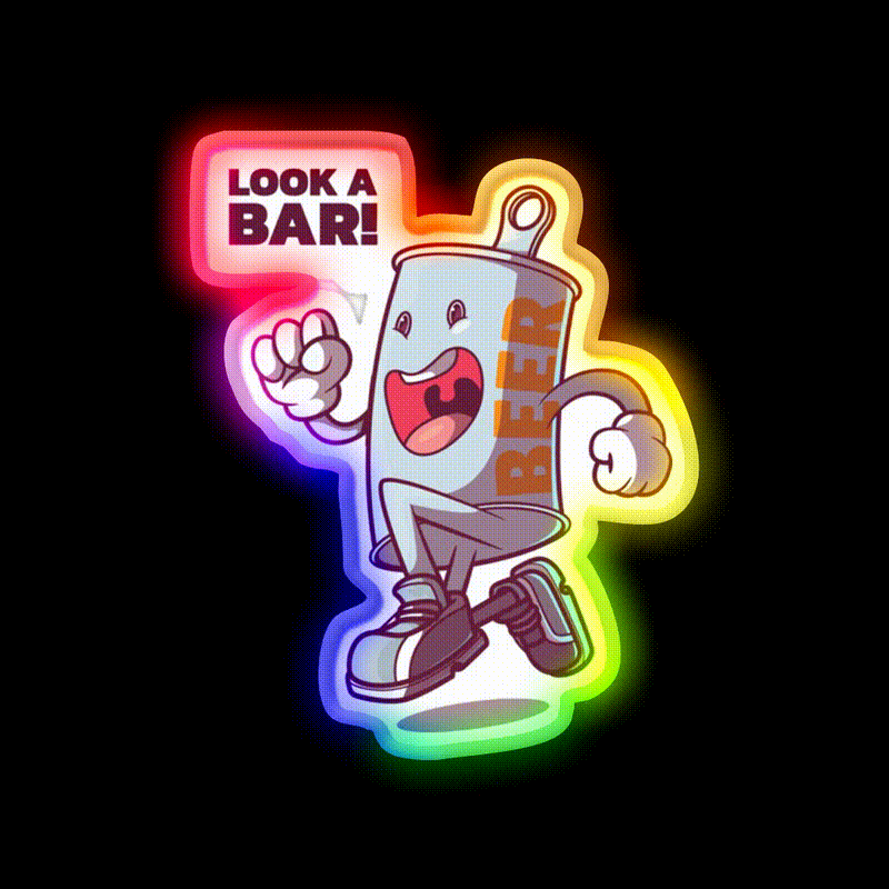 Look A Bar Beer Can Loves A Drink In A Bar Man Cave Bar Led Neon Sign Rgb Color
