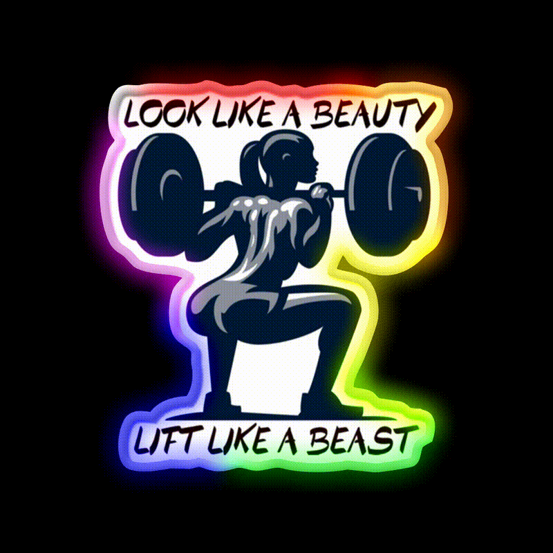 Look Like A Beauty But Lift Like A Beast Gym Fitness Led Neon Sign Rgb Color - LED neon sign close-up detail