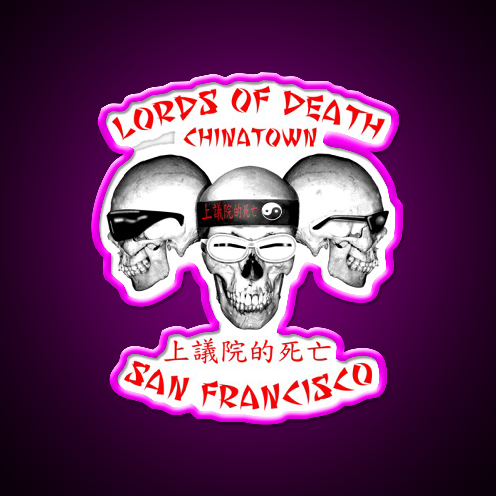 Lords Of Death Asian Cultural Led Neon Sign Rgb Color - Neon sign mounted on wall in room