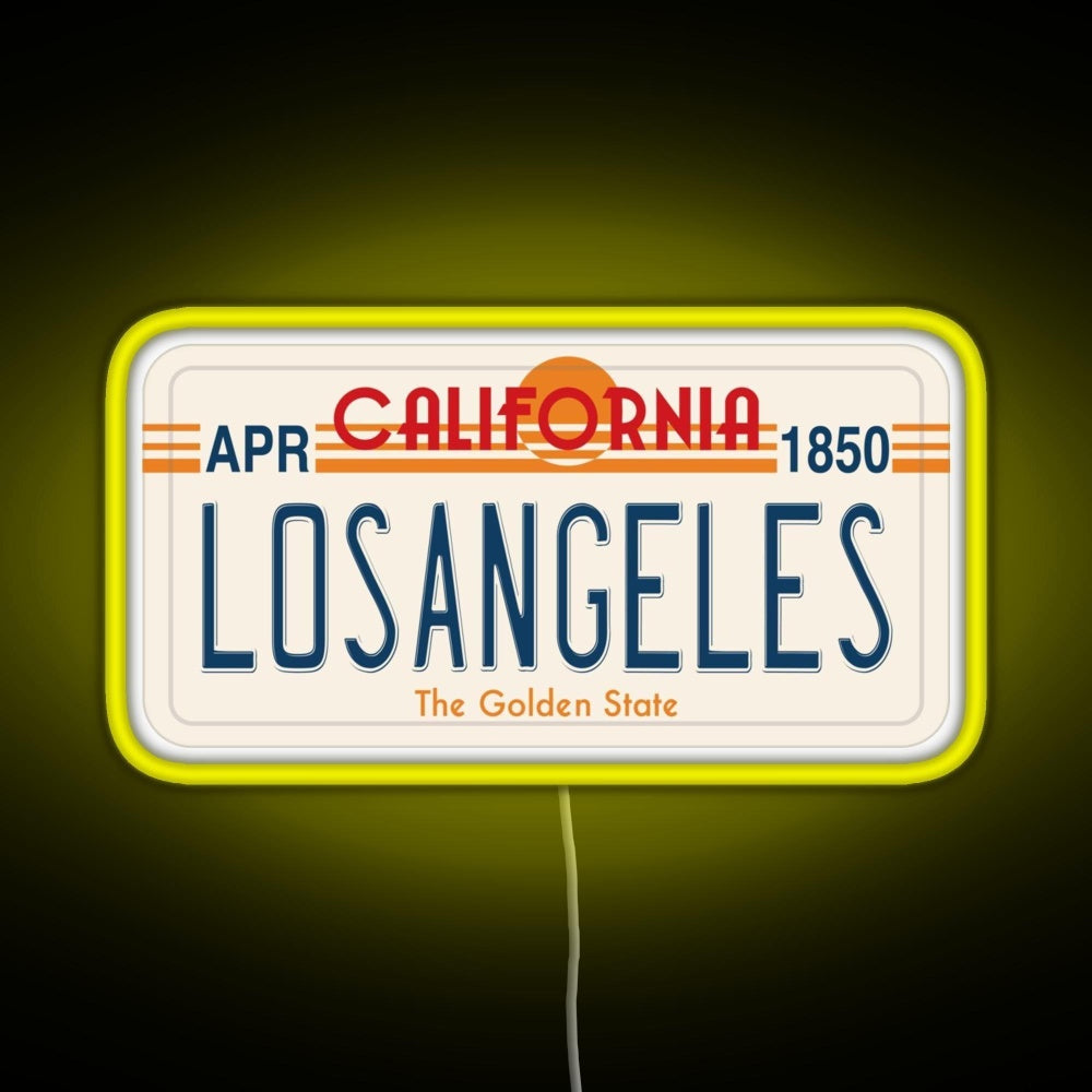 Los Angeles California License Plate Rgb Neon Sign - Size and dimension reference