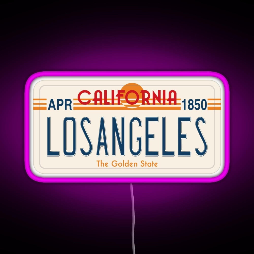 Los Angeles California License Plate Rgb Neon Sign