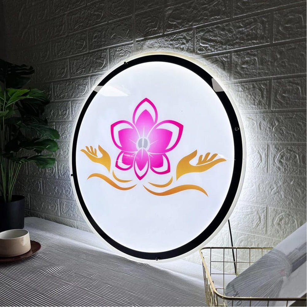 Lotus Pattern Acrylic Business Logo Sign - Shineneon