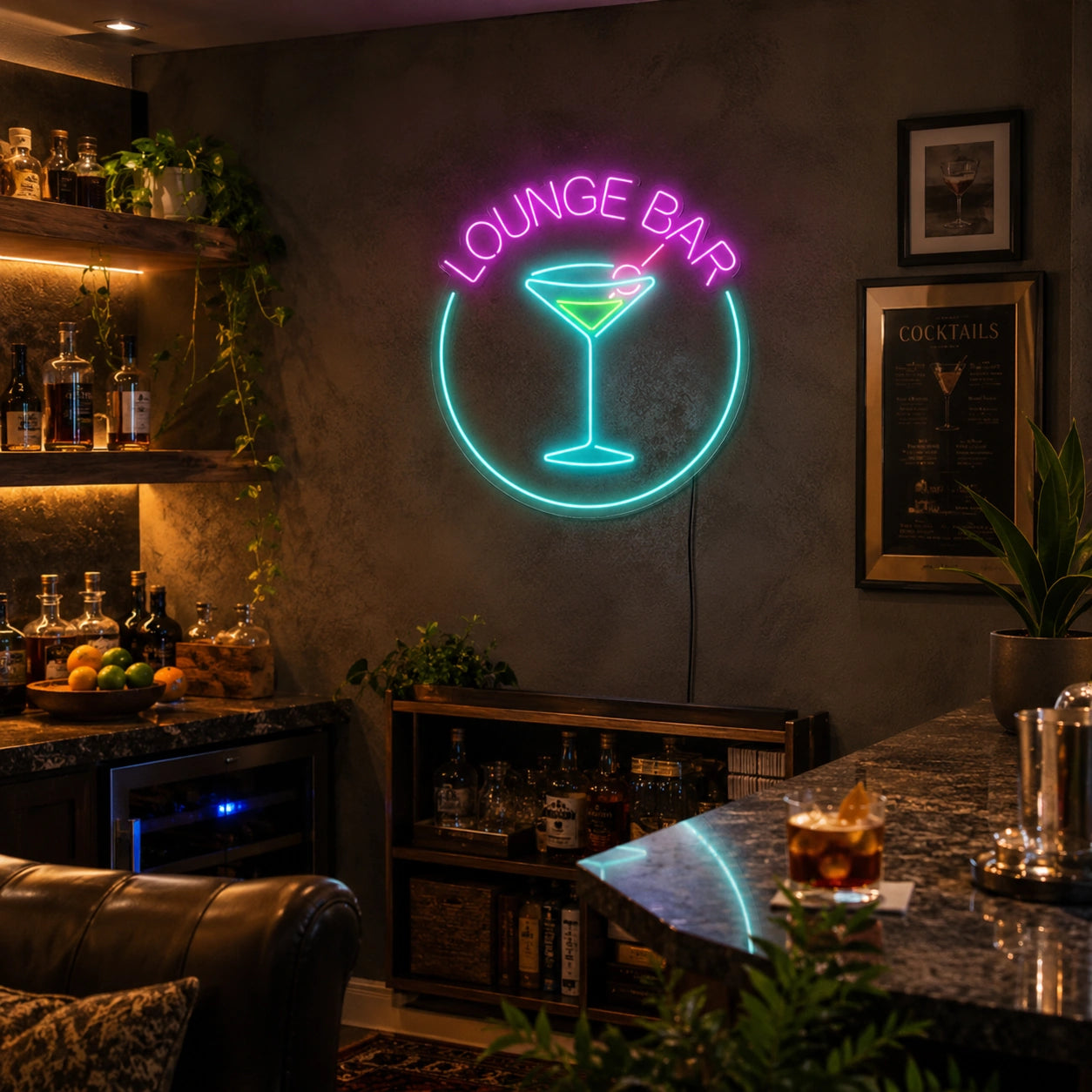 Lounge Bar Martini Neon Sign LED Neon Sign real lifestyle scene
