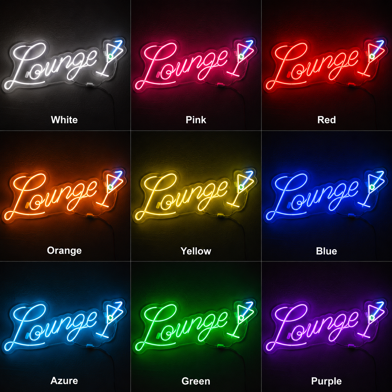 Lounge LED Neon Sign color grid