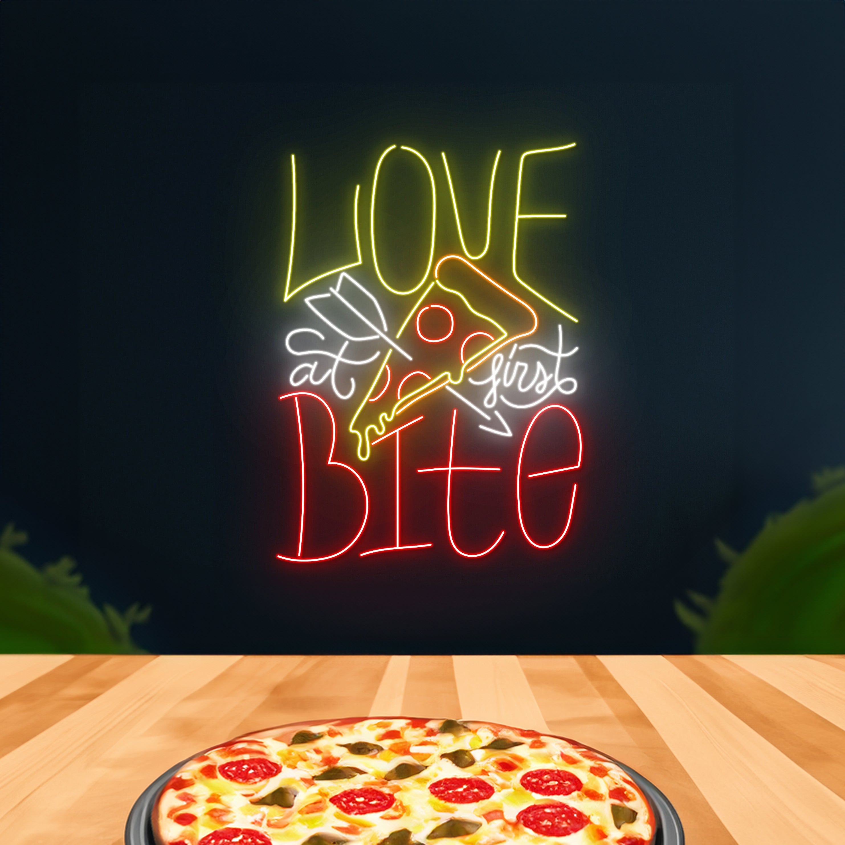 Love At First Bite Pizza Neon Sign | Shineneon