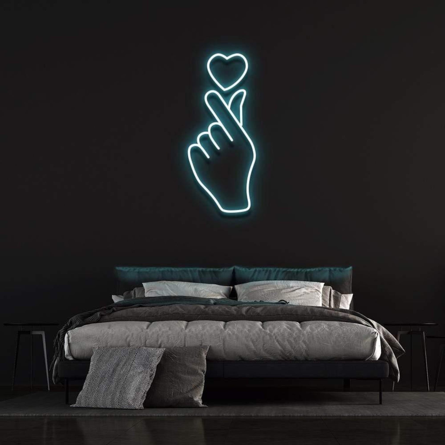 Love At Your Fingertips Pink Heart Hand Gesture Led Neon Sign For Bedroom Wall Decor | Shineneon