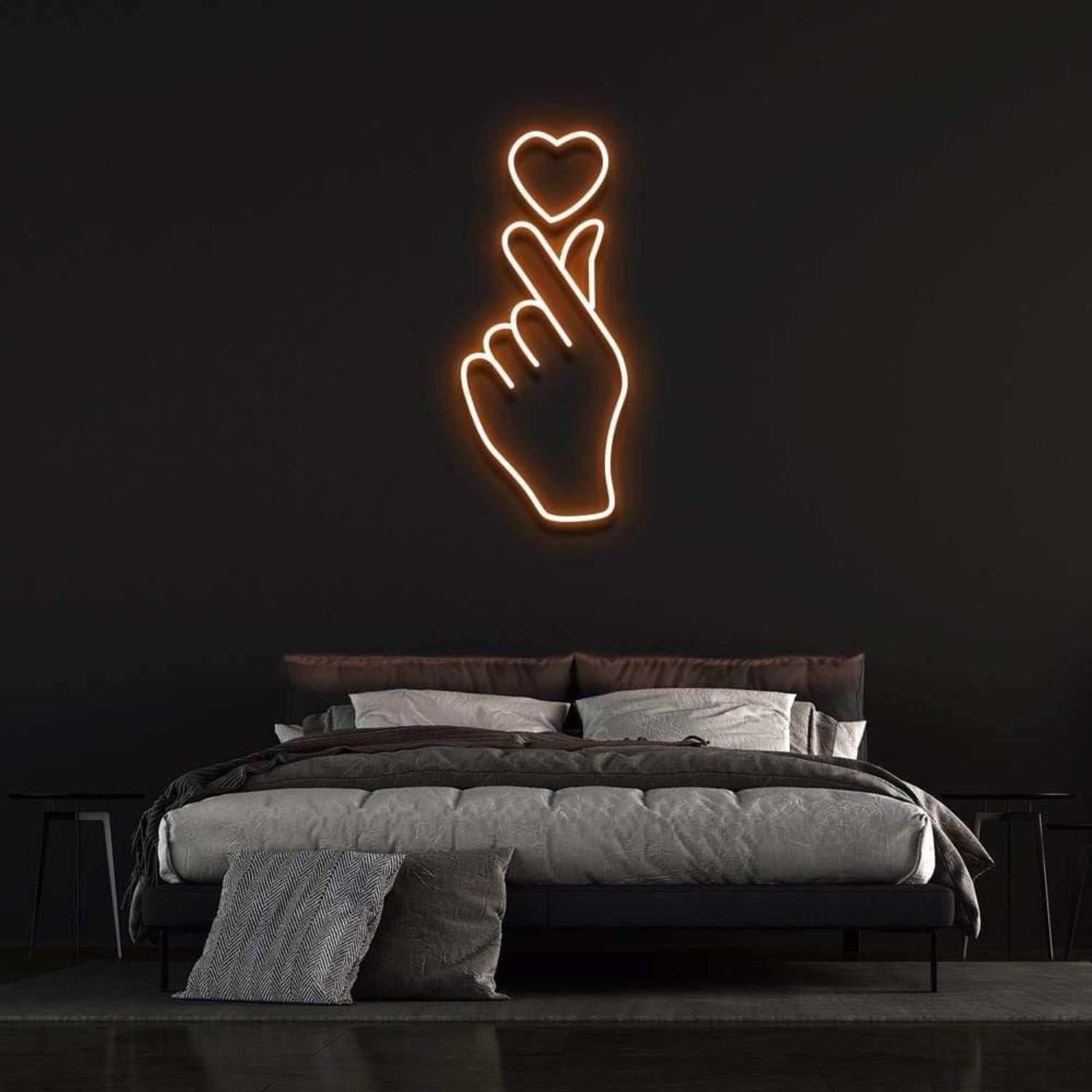 Love At Your Fingertips Pink Heart Hand Gesture Led Neon Sign For Bedroom Wall Decor | Shineneon