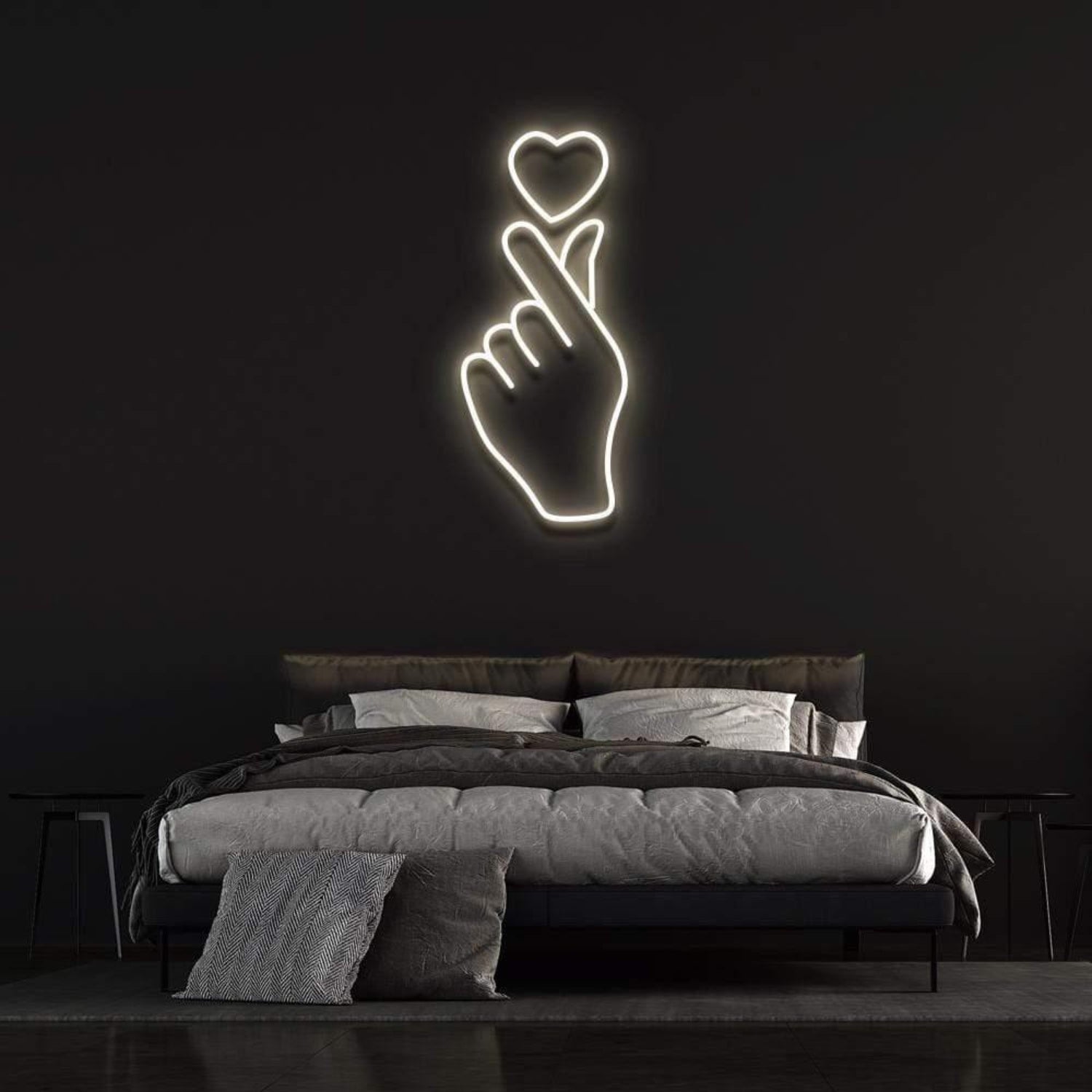 Love At Your Fingertips Pink Heart Hand Gesture Led Neon Sign For Bedroom Wall Decor | Shineneon