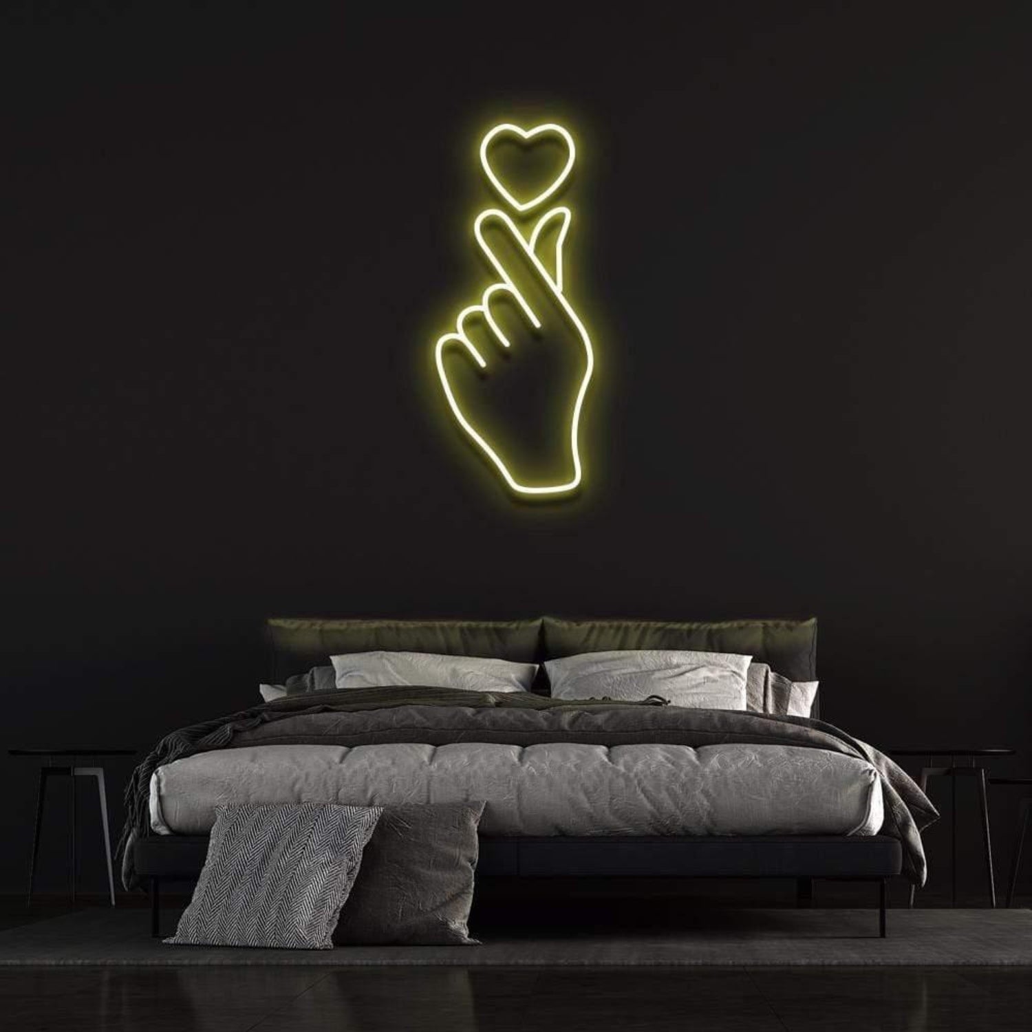 Love At Your Fingertips Pink Heart Hand Gesture Led Neon Sign For Bedroom Wall Decor | Shineneon