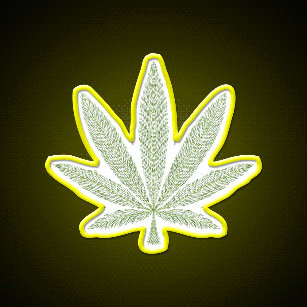 Love Bob Marley Hemp Inspired Green Leaf Led Neon Sign Rgb Color - Custom LED neon sign front view