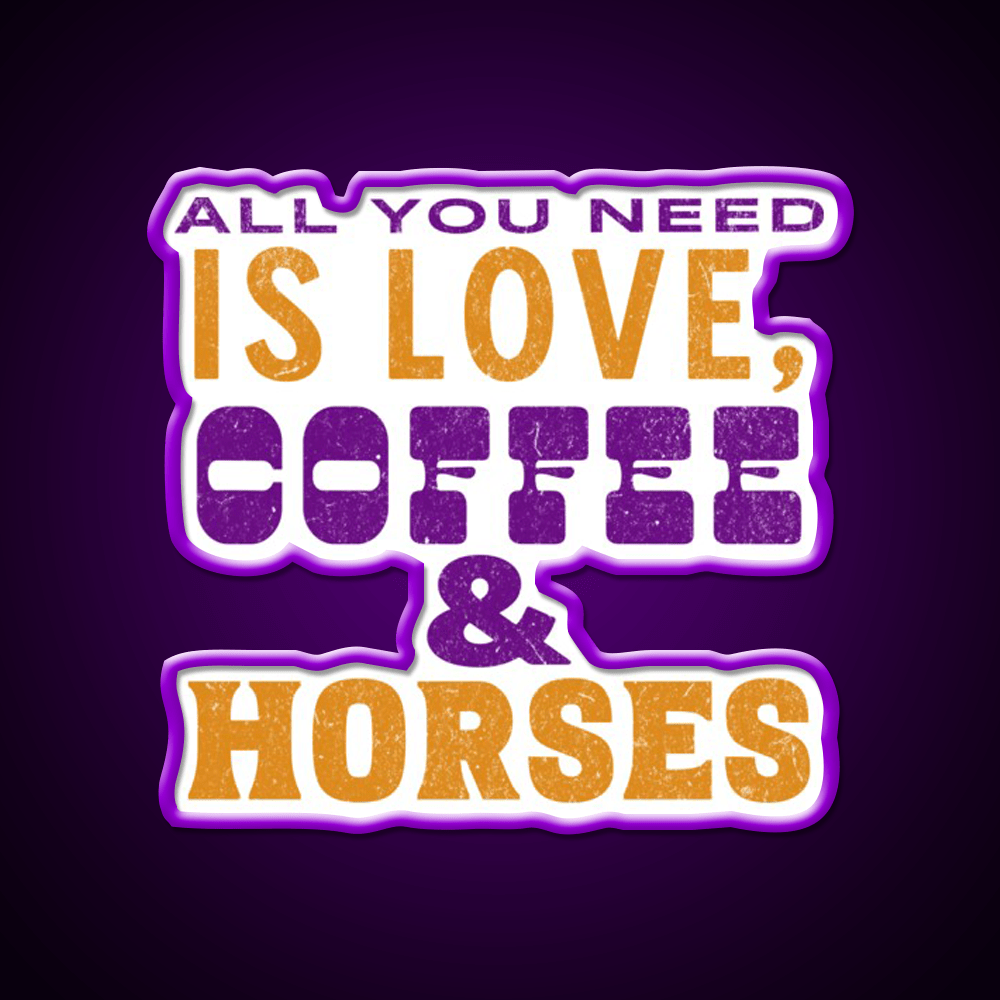 Love Coffee And Horses Cafe Led Neon Sign Espresso Bar Art Rgb Color - Shineneon