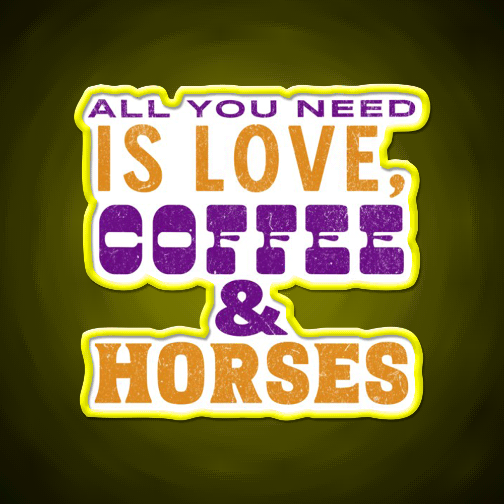 Love Coffee And Horses Cafe Led Neon Sign Espresso Bar Art Rgb Color