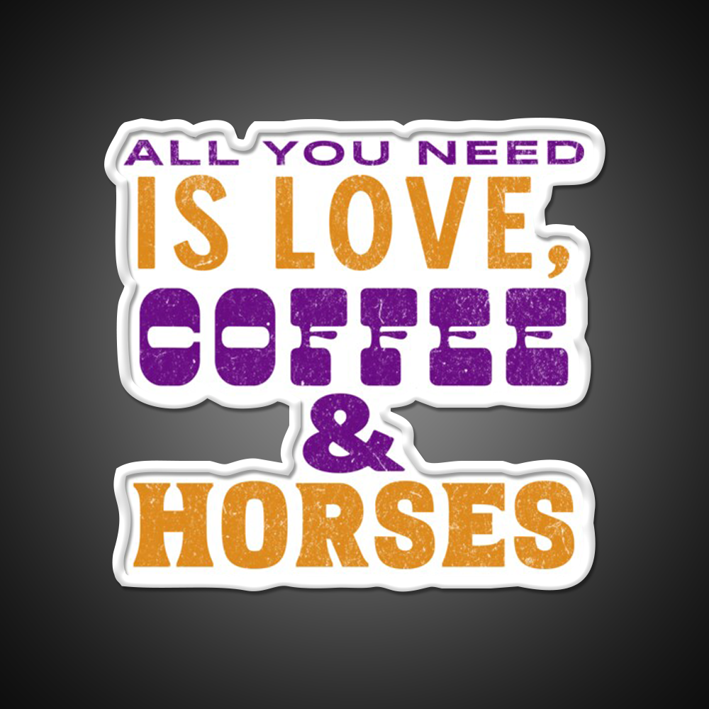 Love Coffee And Horses Cafe Led Neon Sign Espresso Bar Art Rgb Color