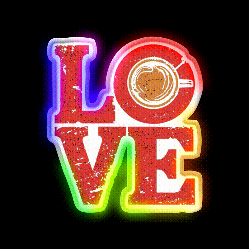 Love Coffee Cafe Led Neon Sign Espresso Bar Art Rgb Color