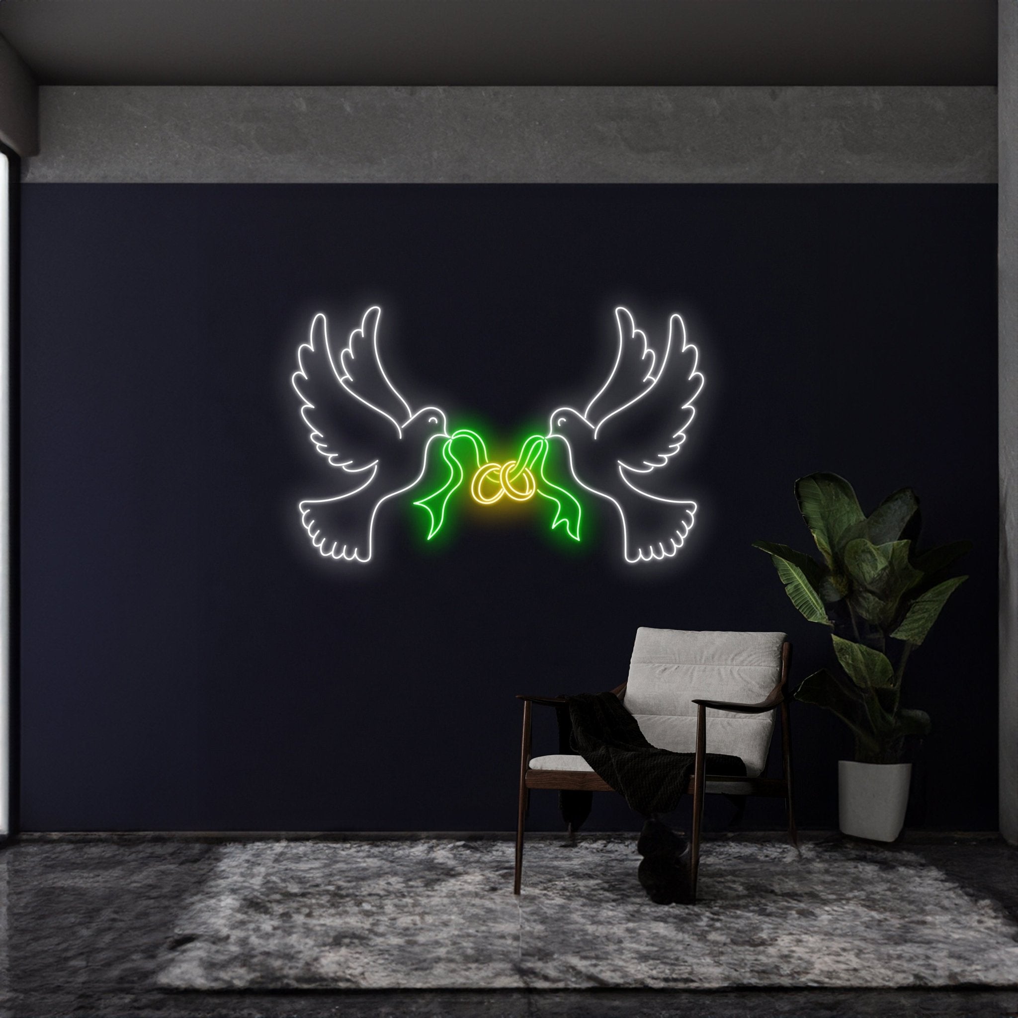 Love Dove Rings Neon Sign - Shineneon
