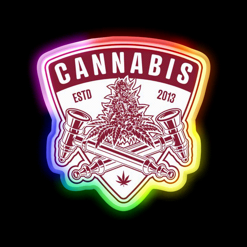 Love Gift For Men Hemp Inspired Green Leaf Led Neon Sign Rgb Color - LED neon sign close-up detail
