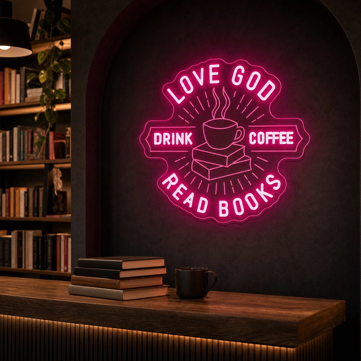 Love Good Coffee And Read Books LED Neon Sign Man Cave Neon Sign high-converting product image