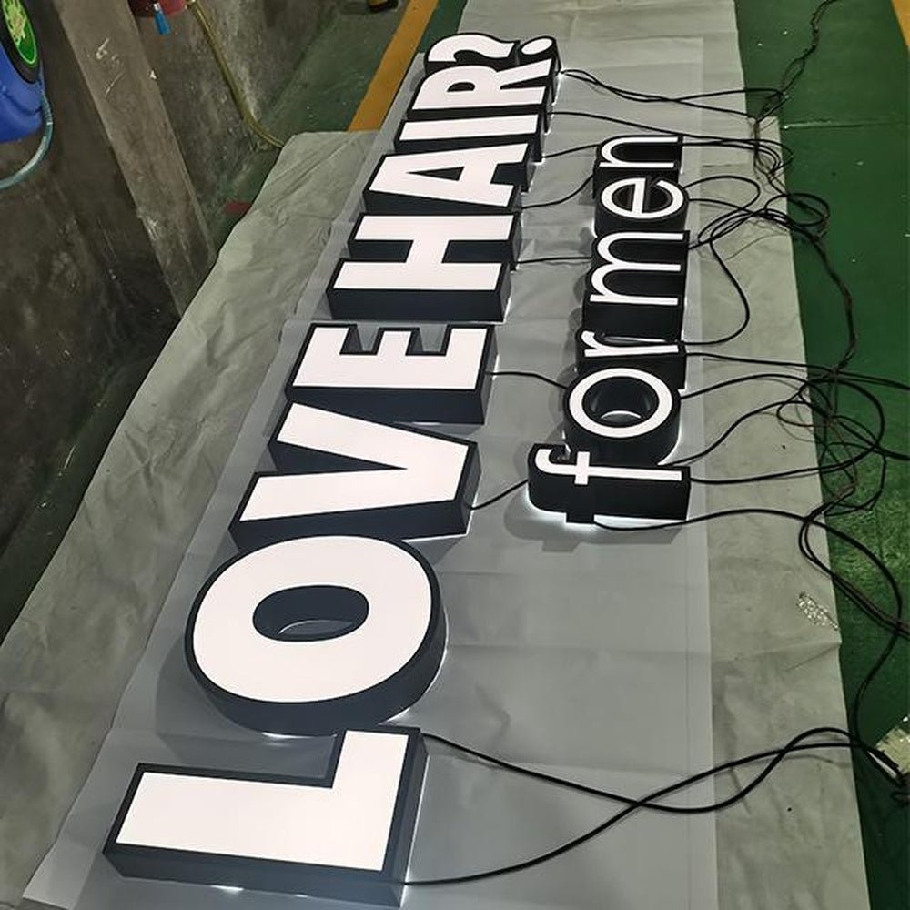 Love Hair For Men 3D Frontlit Letters Metal Led Sign - Shineneon