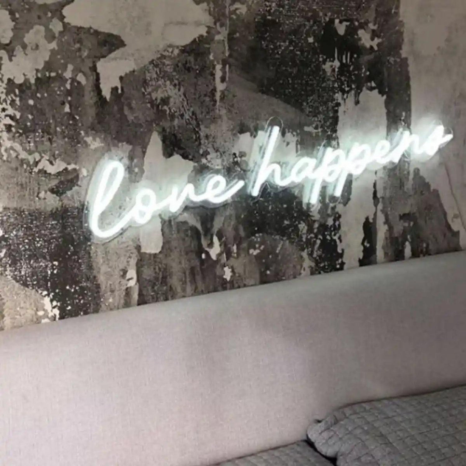 Love Happens White LED Neon Sign Bedroom Wall Decor | Shineneon